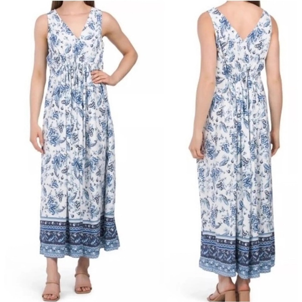 Lucky Brand Blue and White Paisley Maxi Dress